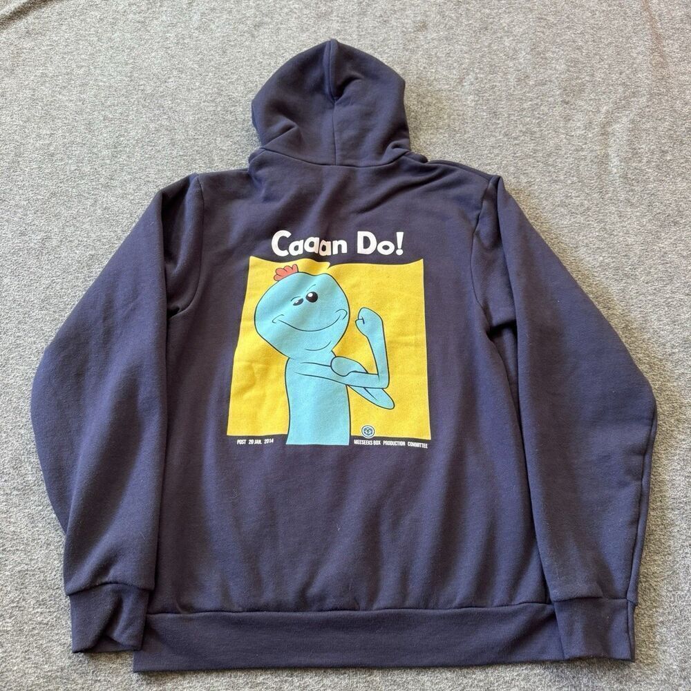 American Apparel F497 Rick & Morty Mr. Meeseeks Unisex Fleece Zip Hoodie Navy M
